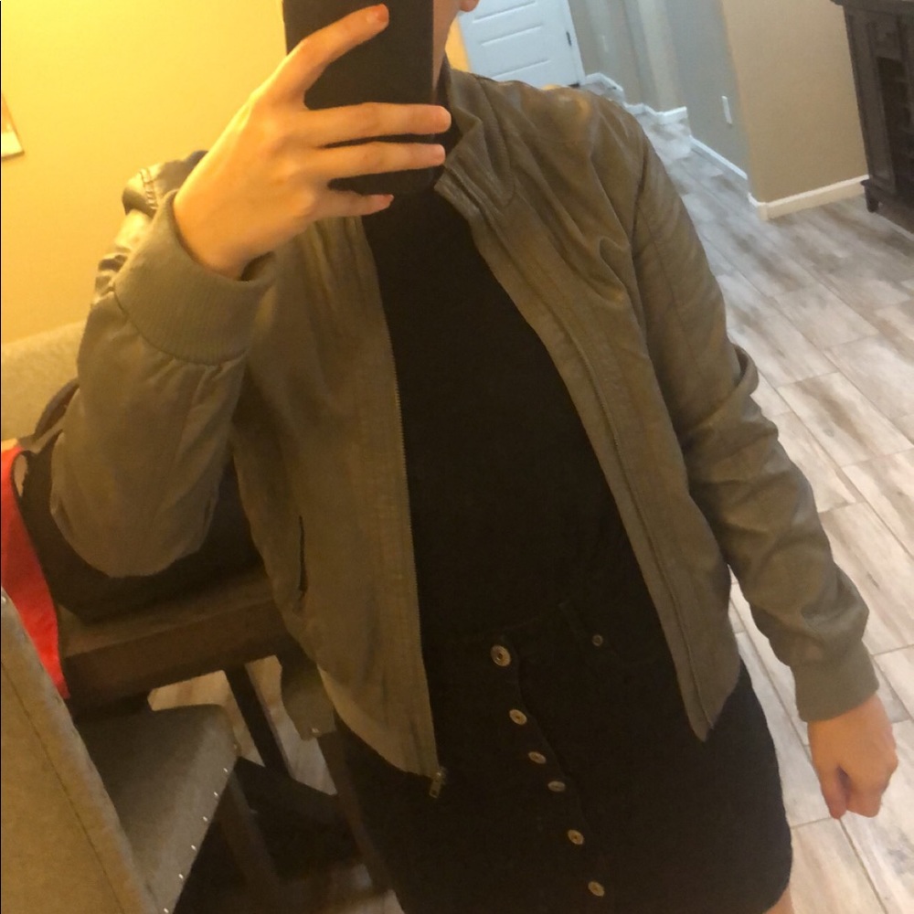 army green leather jacket